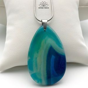 Agate Drop Necklace | Stainless Steel